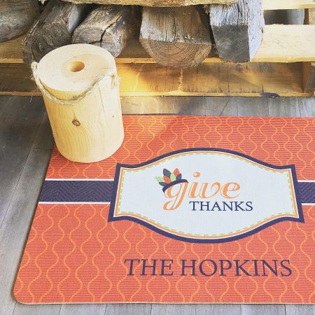 Give Thanks Personalized Doormat by Maureen Anders