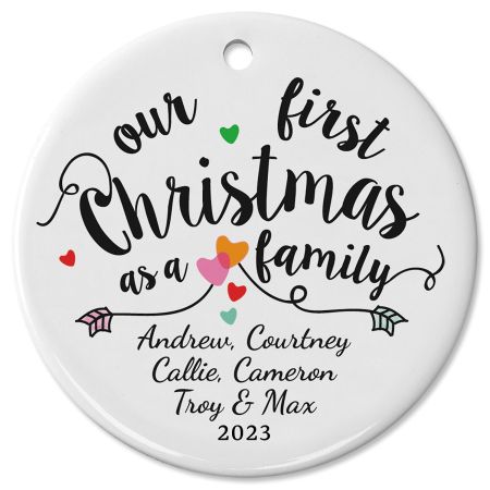 First Christmas as a Family Ceramic Personalized Christmas Ornaments ...