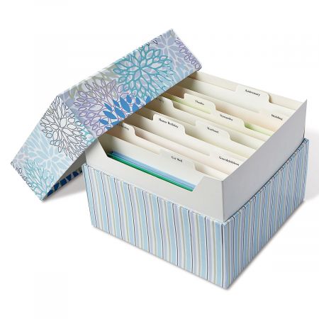 Cool Floral Greeting Card Organizer Box and Labels | Lillian Vernon