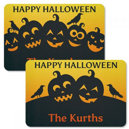Jack-o'-Lantern Silhouettes Personalized Halloween Doormats