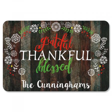 Grateful Personalized Thanksgiving Doormat