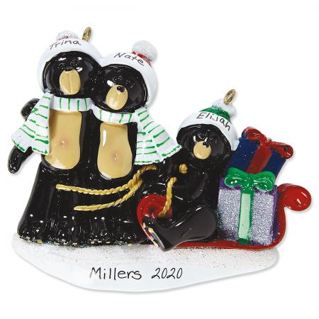 Sledding Bear Family Ornament Lillian Vernon