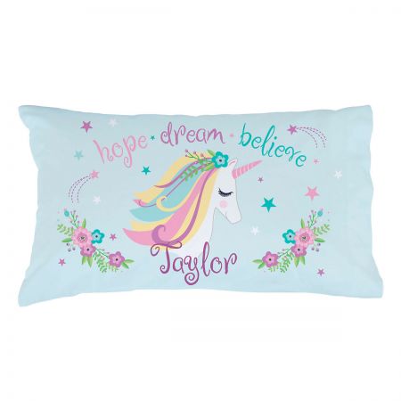 Personalised Unicorn Pillowcase Kids Printed Gift Custom Made Print Children 