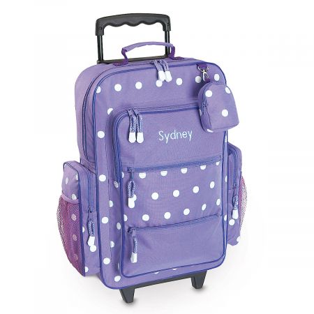Purple with White Dots Rolling Luggage