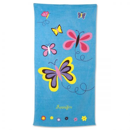 Blue Butterflies Personalized Towel