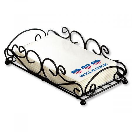 Black Metal Scroll Towel Basket