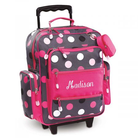 Grey Multi-Dots Rolling Luggage