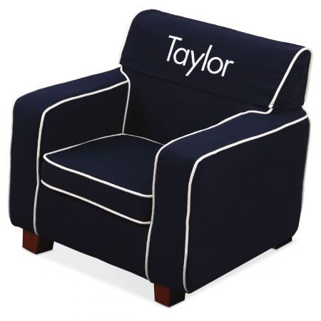 Navy Personalized Slip-Covered Laguna Chair