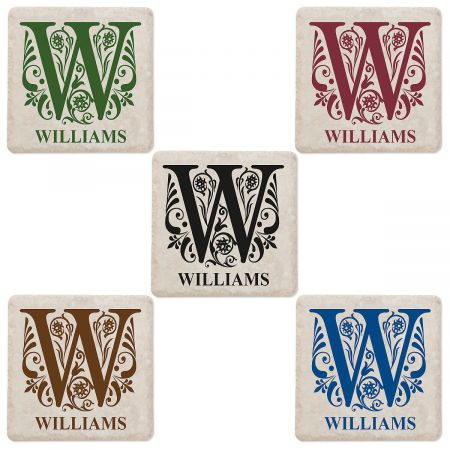 Initial Tumbled Stone Coasters