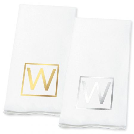 Square Initial Foil-Stamped Disposable Hand Towels