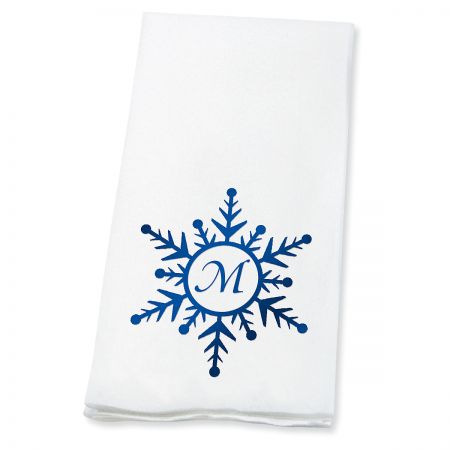 Snowflake Initial Foil Stamped Disposable Hand Towels