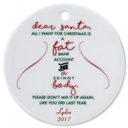 Dear Santa Round Christmas Personalized Ornaments