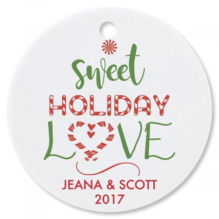 Sweet Holiday Love Round Christmas Personalized Ornaments