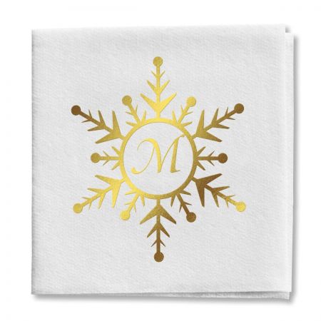 Snowflake Initial Cocktail Napkins