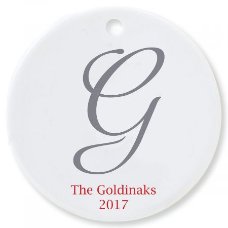 Initial Round Christmas Personalized Ornaments