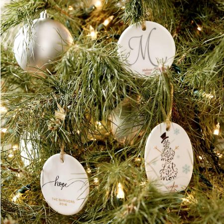 Initial Round Christmas Personalized Ornaments