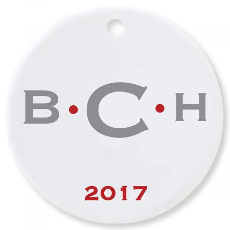 3 Initials with Dots Round Christmas Personalized Ornaments