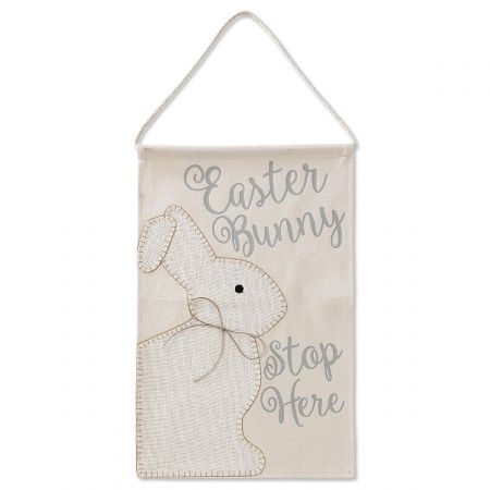 Easter Bunny Stop Here Burlap Flag by Mud Pie