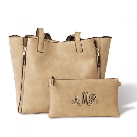 Bone Carry-All Bag with Matching Personalized Crossbody Purse
