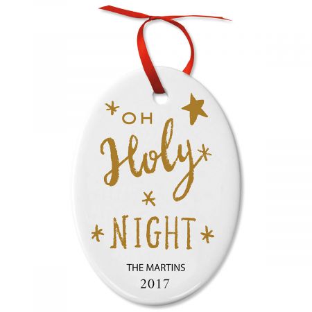 Oh Holy Night! Oval Christmas Personalized Ornaments