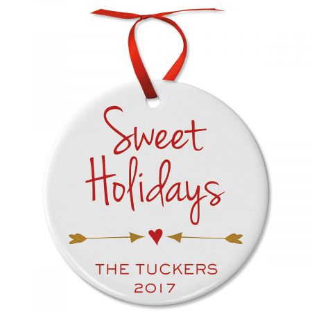 Sweet Holidays Round Christmas Personalized Ornaments