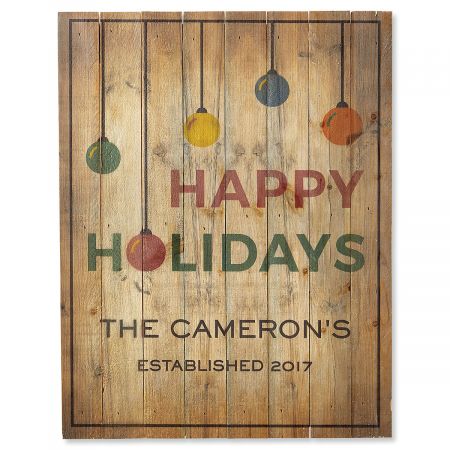 Happy Holidays Ornaments Personalized Plaque