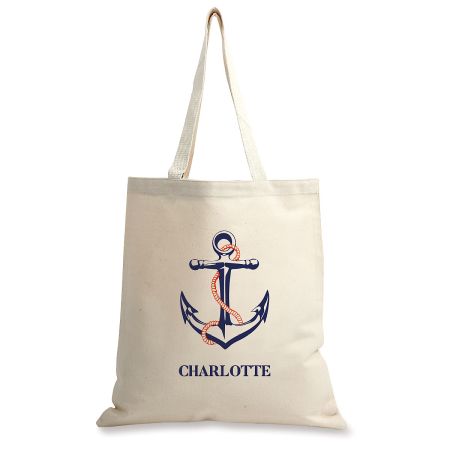 Personalized Lilly Anchor Canvas Tote Bag - White