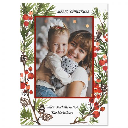 Merry Christmas Personalized Christmas Card with Photo 