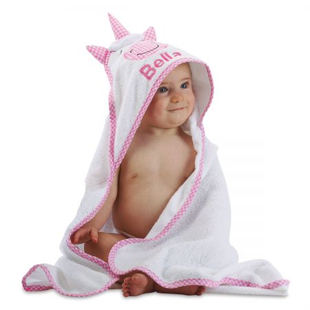 Unicorn child and custom embroidered name bath towels bathrobes hood