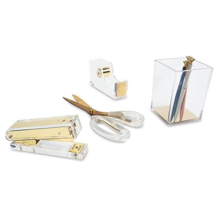 Acrylic Gold Desk Accessory Lillian Vernon
