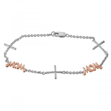 Mom Diamond Cross Station Bracelet