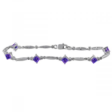 Diamond and Square Birthstone Bracelet