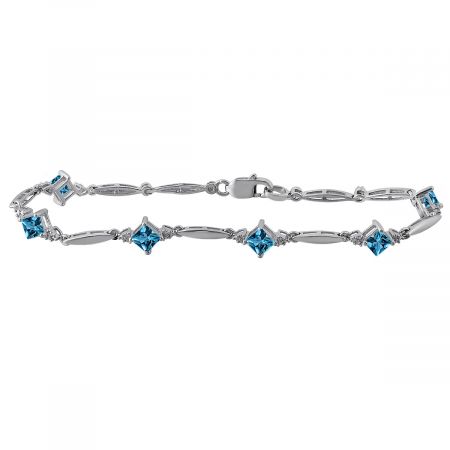 Diamond and Square Birthstone Bracelet