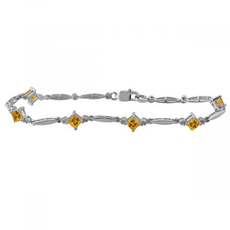 Diamond and Square Birthstone Bracelet