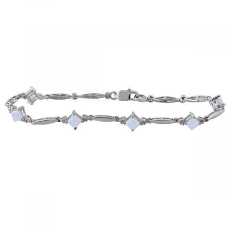 Diamond and Square Birthstone Bracelet