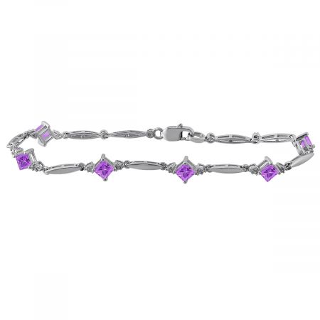 Diamond and Square Birthstone Bracelet