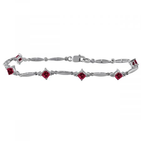 Diamond and Square Birthstone Bracelet
