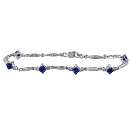 Diamond and Square Birthstone Bracelet