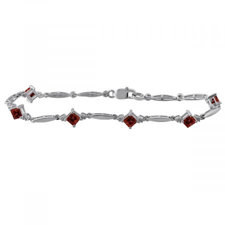 Diamond and Square Birthstone Bracelet