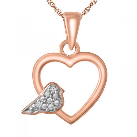 Diamond Accent Heart/Dove Pendant with 18" Chain
