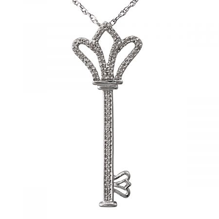 Sterling Silver Royal Key Pendant with 18" Chain