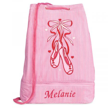 CHILDRENS PINK OR WHITE PURSE HANDBAG WITH EMBROIDERED BALLET SHOE MOTIF 