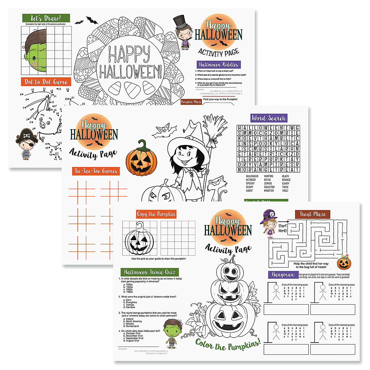 Halloween Activity Placemats Lillian Vernon