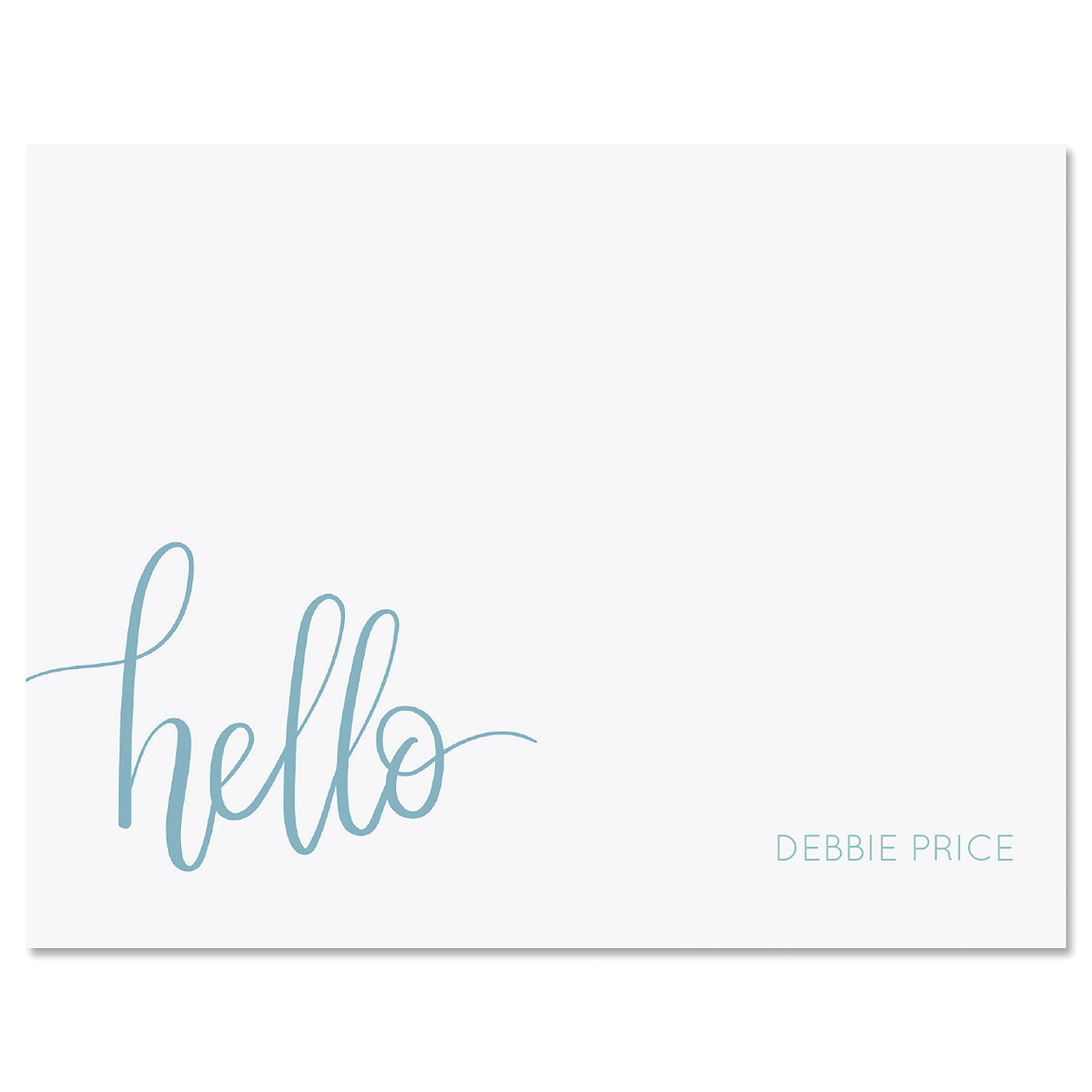 Hello Note Card Blue Handwritten Hello Personalized Note Cards | Lillian Vernon