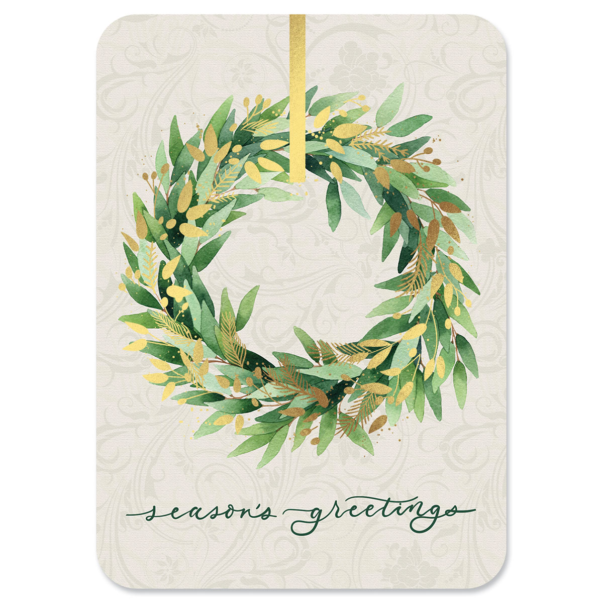 Gold Wreath Deluxe Personalized Christmas Cards Lillian Vernon