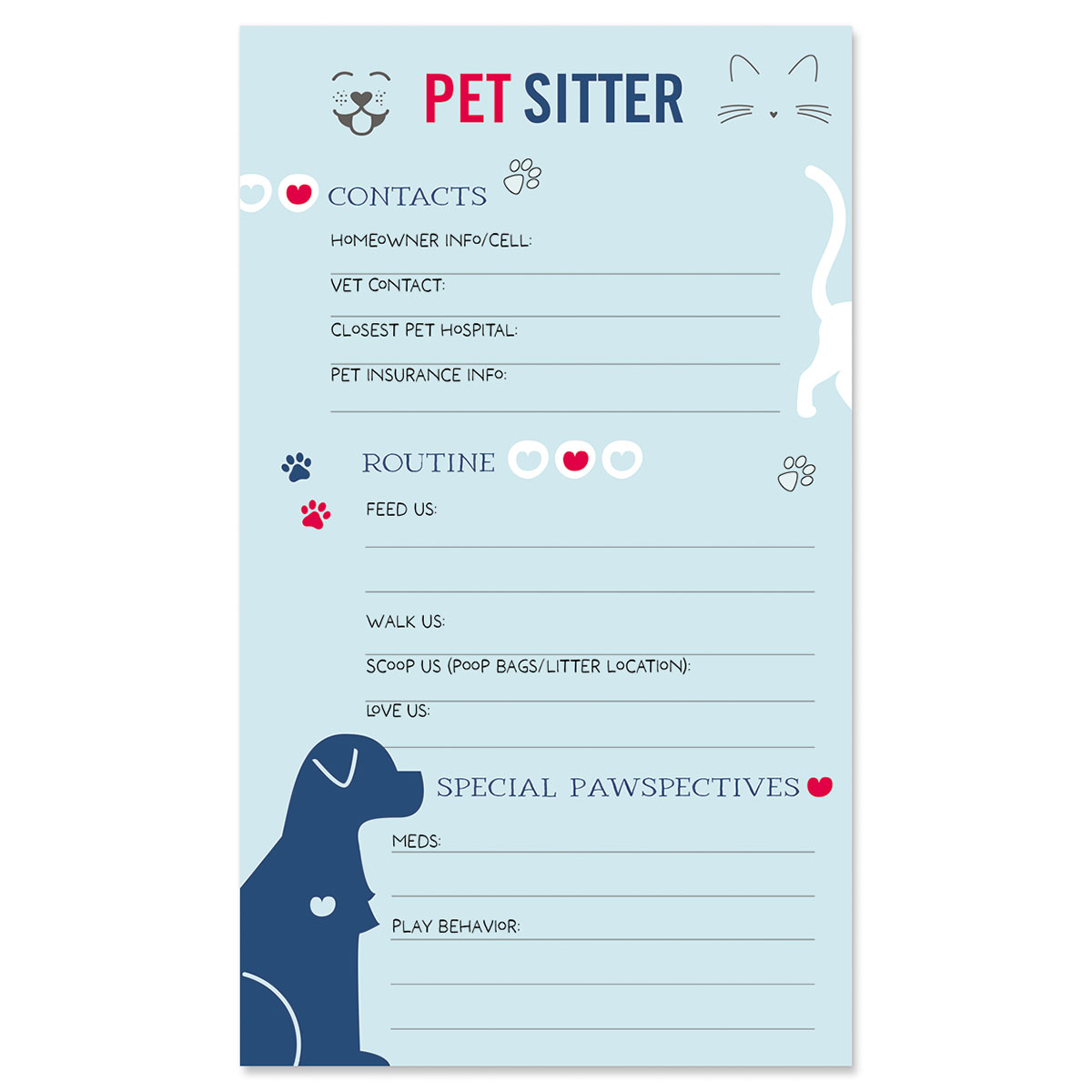 Pet Sitter Guide Memo Pads Lillian Vernon