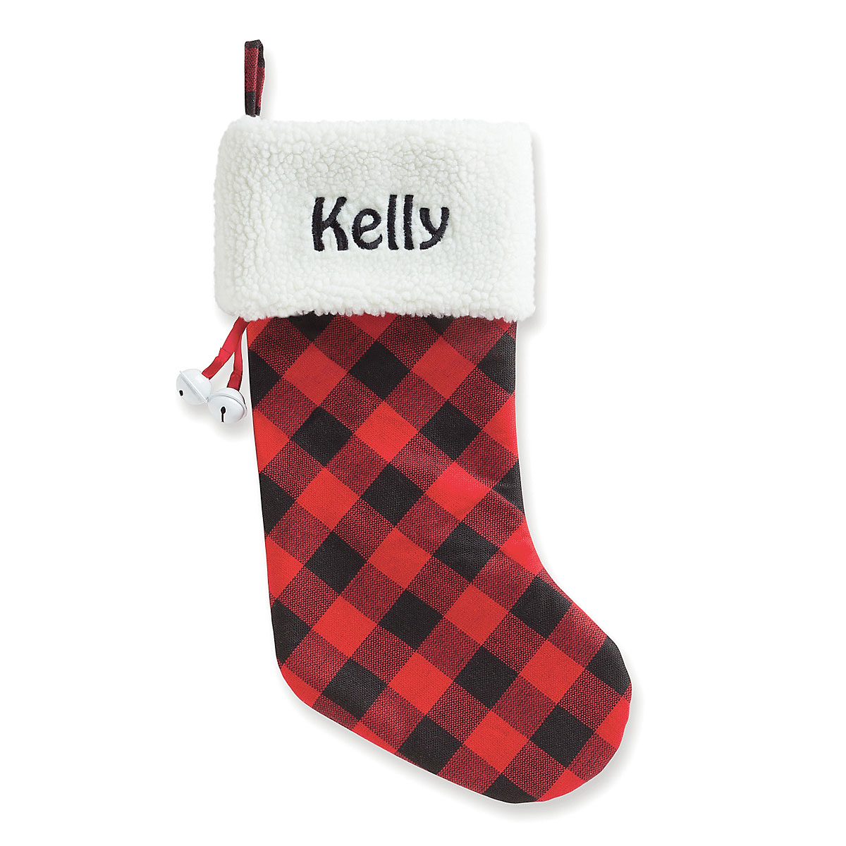 White Cuff Buffalo Plaid Personalized Christmas Stocking Lillian Vernon