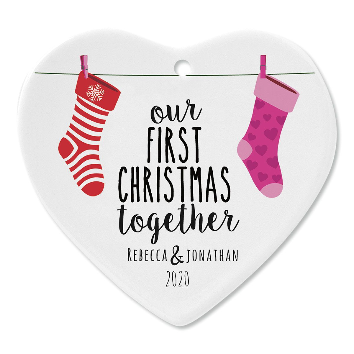 First Christmas Together Ceramic Personalized Christmas Ornaments