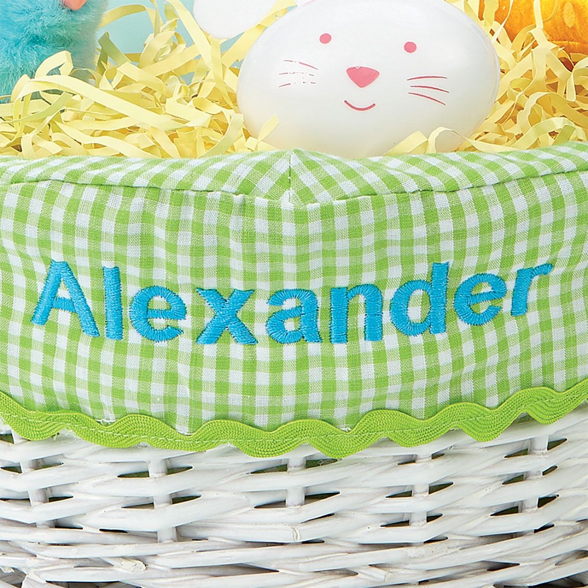 Personalized Wicker Easter Basket with Green Liner Lillian Vernon
