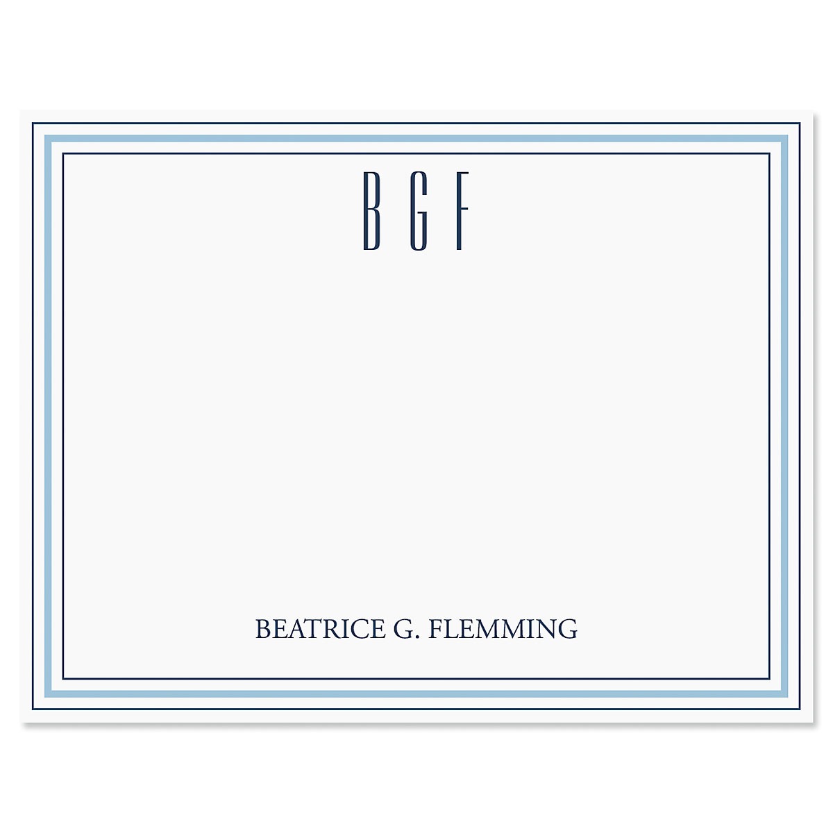 Stripes Personalized Correspondence Cards Blue Lillian Vernon